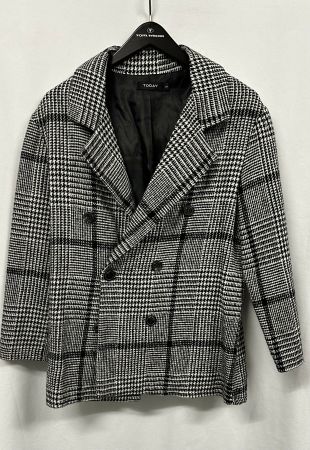 Karierter Mantel Jacke black white Gr. S