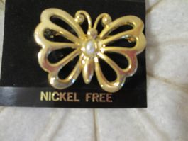 hübsche goldfarbene Brosche Schmetterling, nickelfrei, neu