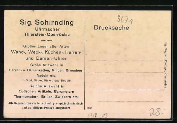 Cartoline postali: Thierstein-Oberröslau, Geschäft des Uh – Usato da Berlin venduto da bartko-reher 1