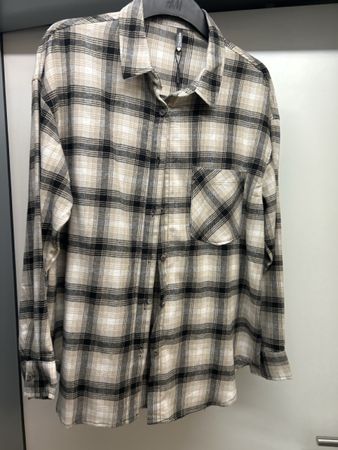 Kariertes Hemd von Chicoree, Grösse M, beige-schwarz-weiss