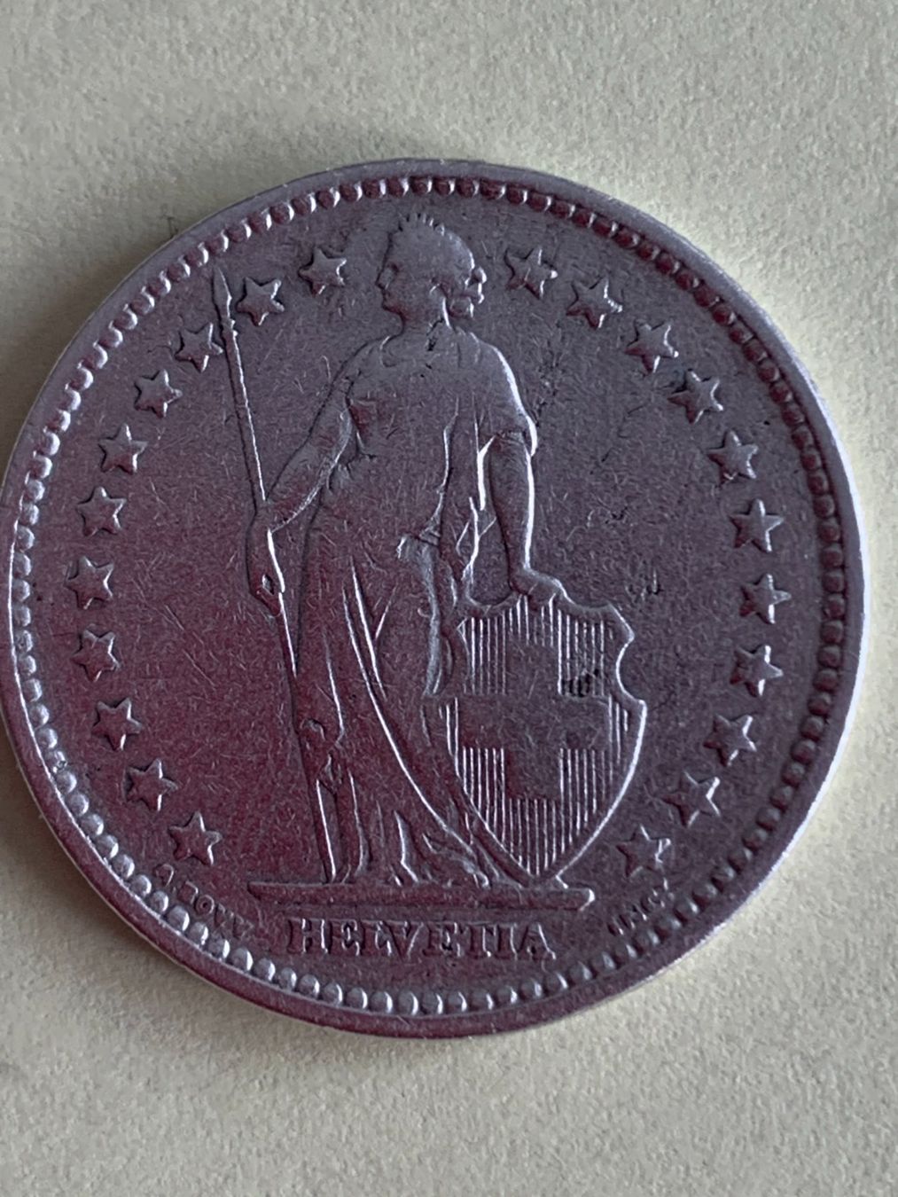 Tutti le monete: Seltene Schweizer 2 Fr. Münze von 1905 – Usato da Felben-Wellhausen venduto da Bruno8500 1