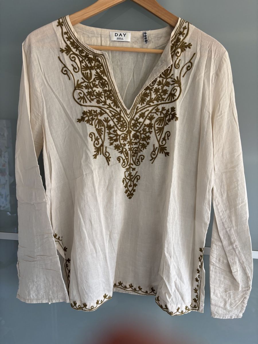 Camicette: DAY Boho Bluse bestickt Baumwolle Gr. 38 beige – Usato da Zürich venduto da divewhites01