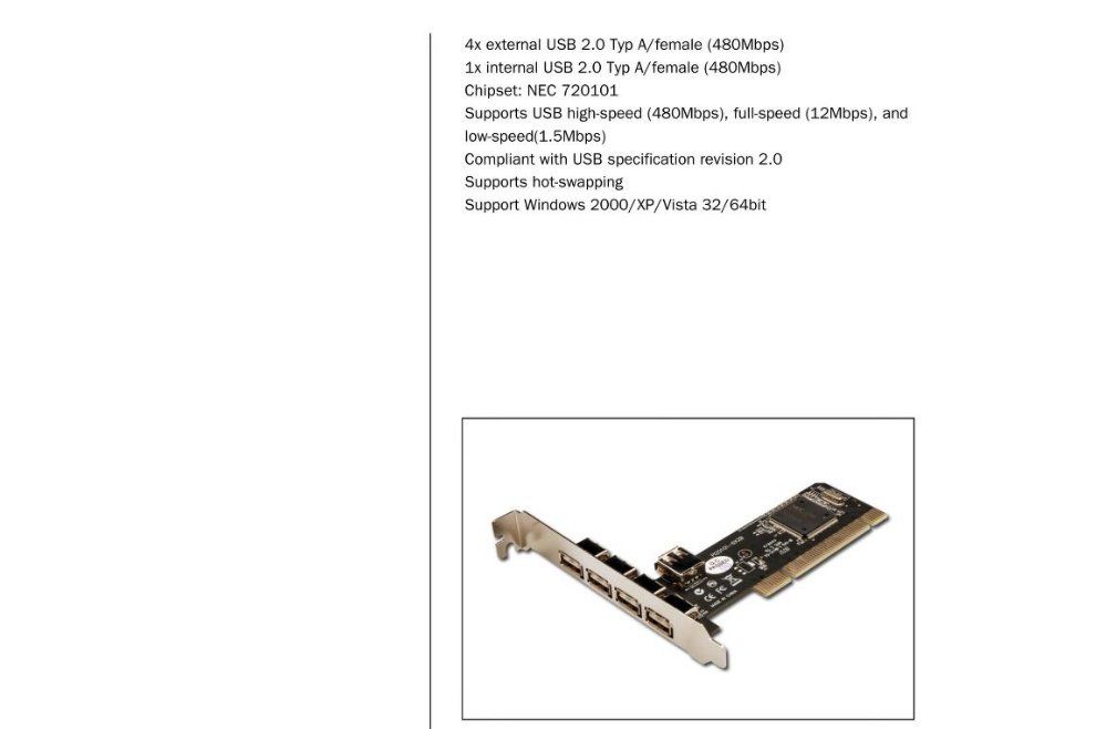 Componenti elettronici: Digitus 5-Port USB 2.0 PCI Card – Usato da Münchenstein venduto da Licontrol 9