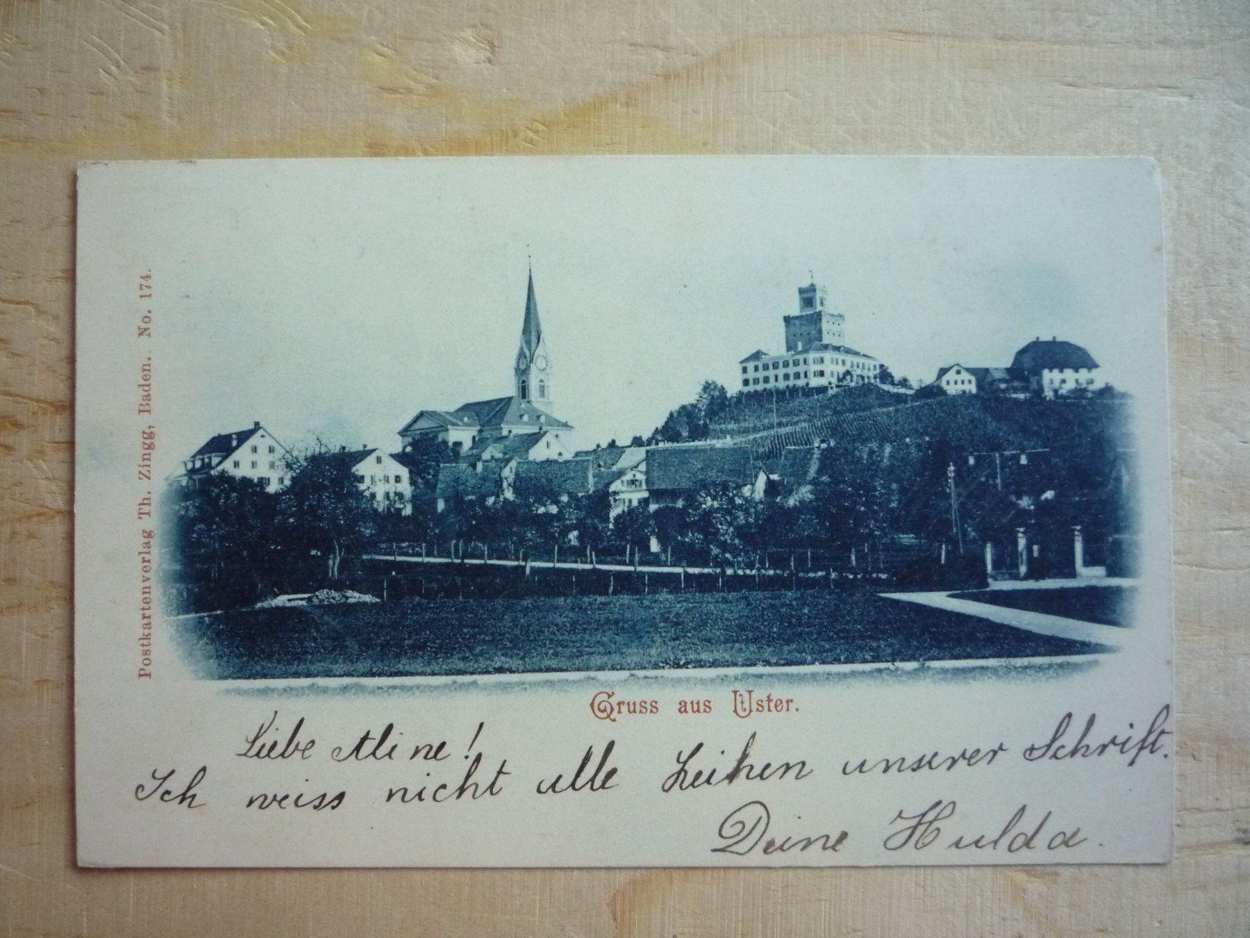 Cartoline postali: Gruss aus Uster, 14.VIII.00 – Usato da Rieden SG venduto da Brockehuesli