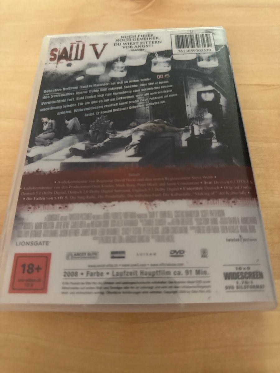 Tutti i DVDs: Saw V Unrated Edition DVD – Usato da Solothurn venduto da Alex702 1
