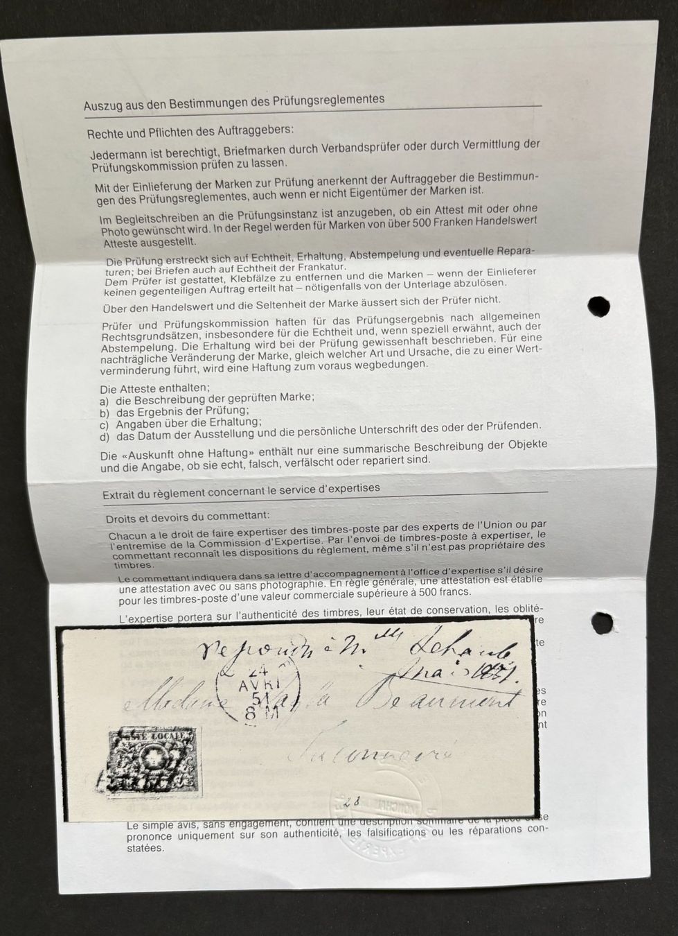 Tutti i francobolli: SCHWEIZ 1850 ÜBERGANGSZEIT MIT ATTEST – Usato da Ostermundigen venduto da Heavenmaus75 3