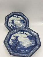 Lot de 2 assiettes décoratives bleues et blanches 💙🍽️