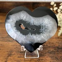 ✲ Schwarzes Achat Quarz Herz ✲ 97g /76mm Black Agate Heart