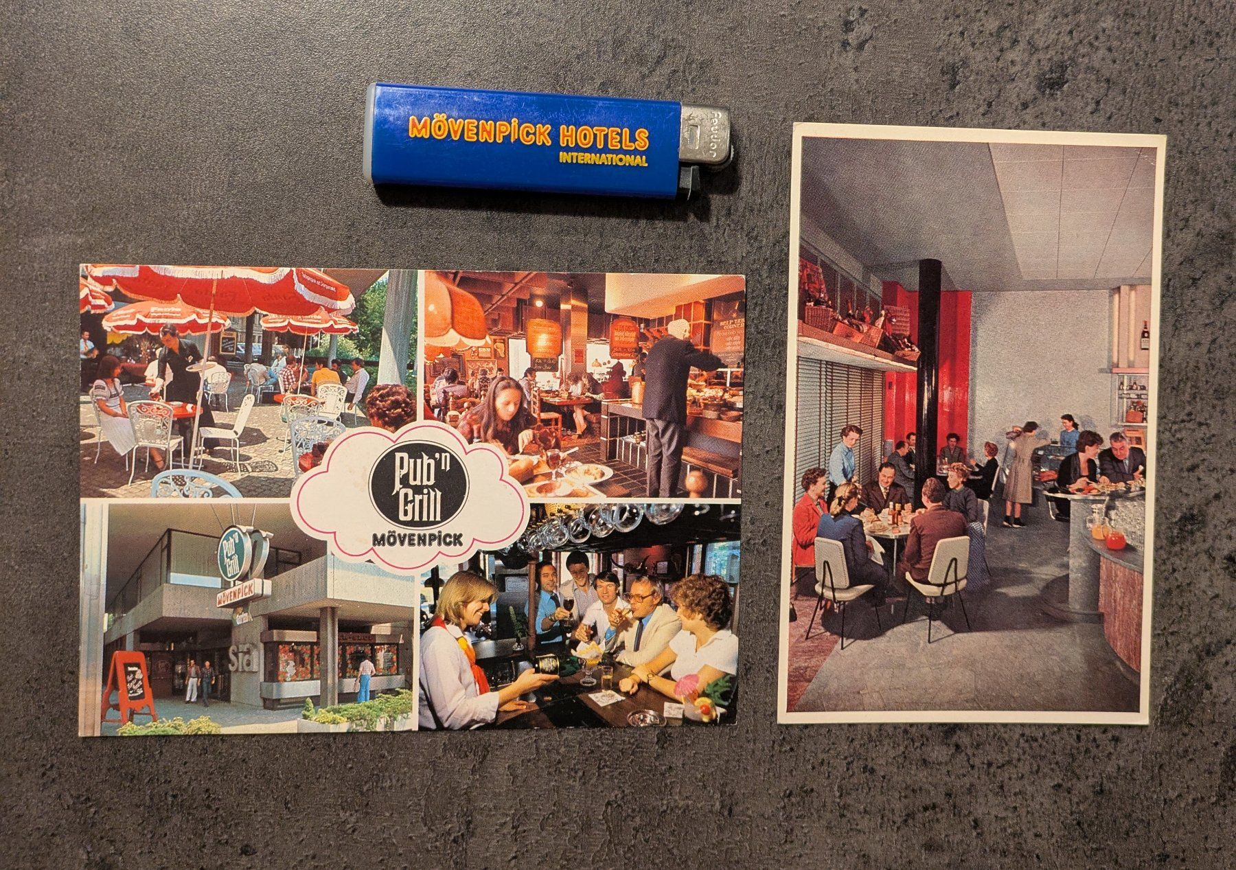 Cartes postales: 2 Mövenpick Postkarten + 1 Feuerzeug Mövenpick – D'occasion à Zetzwil par Stritzi
