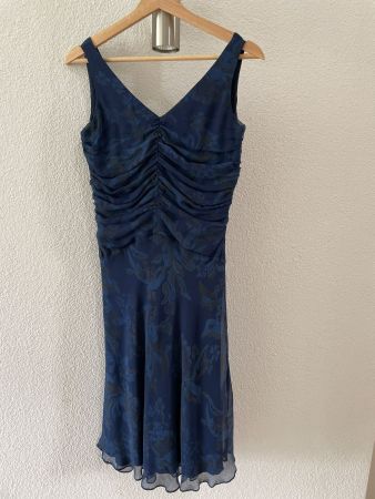 Edles Seidenkleid Dunkelblau Gr.34/36