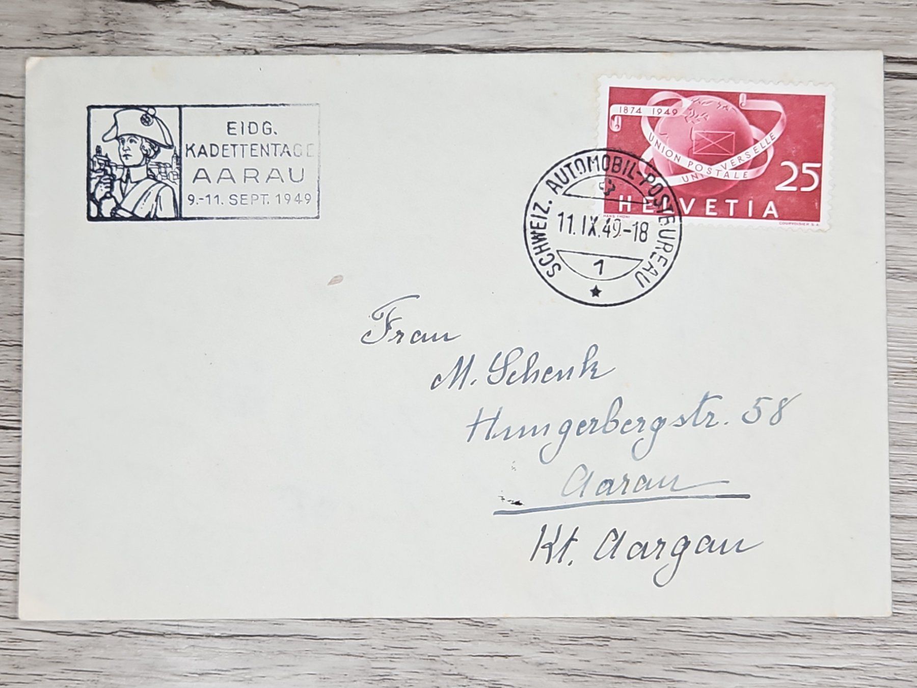 Alle Briefmarken: CL03 Enveloppe + Timbre Suisse 1949 – Gebraucht aus Cousset von Patrick_Collections