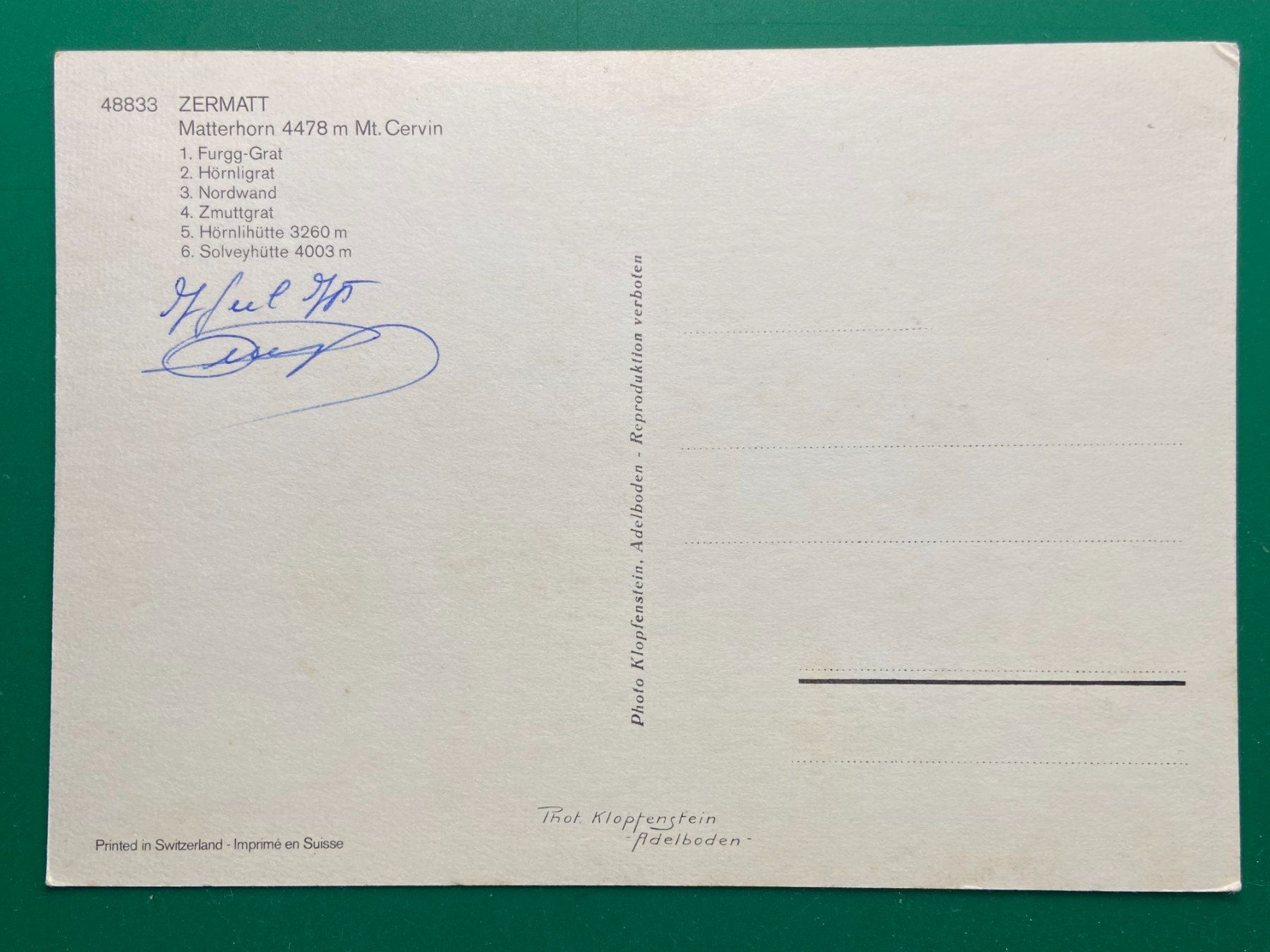 Cartoline postali: Zermatt - Matterhorn – Usato da Steg VS venduto da danwer74 1