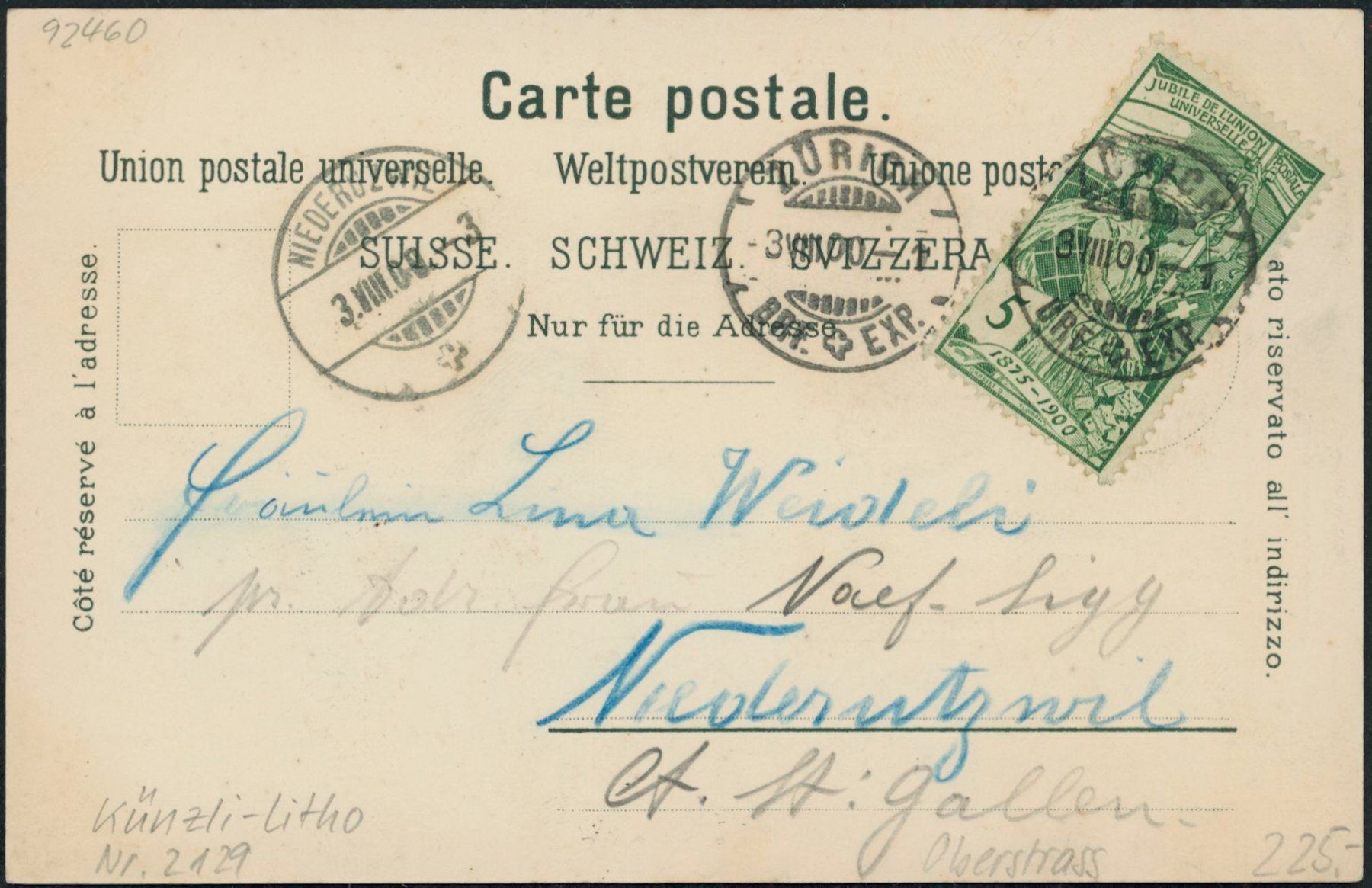 Ansichtskarten: ZHS Oberstrass - Zürich - Litho – Gebraucht aus Schindellegi von dolpitz 1