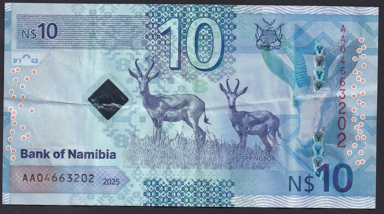 Banconote: Namibia 10 Dollars 2025 – Usato da Brugg AG venduto da banknoten_muesli 1