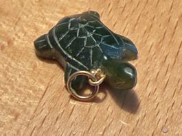 Miniature Carved Green Stone Turtle Charm