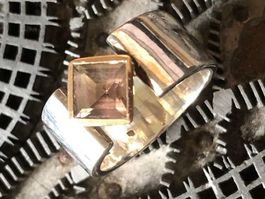 TURMALIN Rosé  750 Goldfassung in Silberring !!! Grösse 60