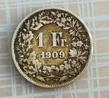 1 Franken Helvetia Münze 1909 