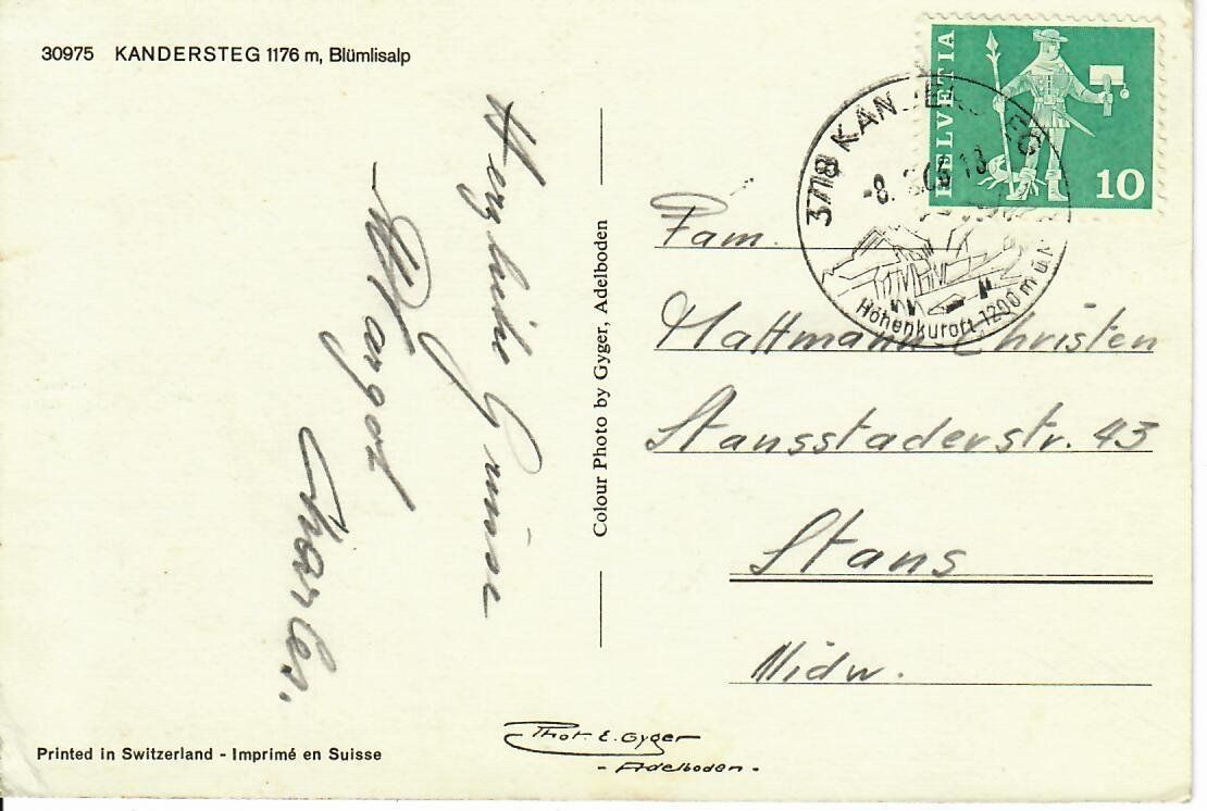 Cartoline postali: Kandersteg – Usato da Hochdorf venduto da Ziegel-16 1
