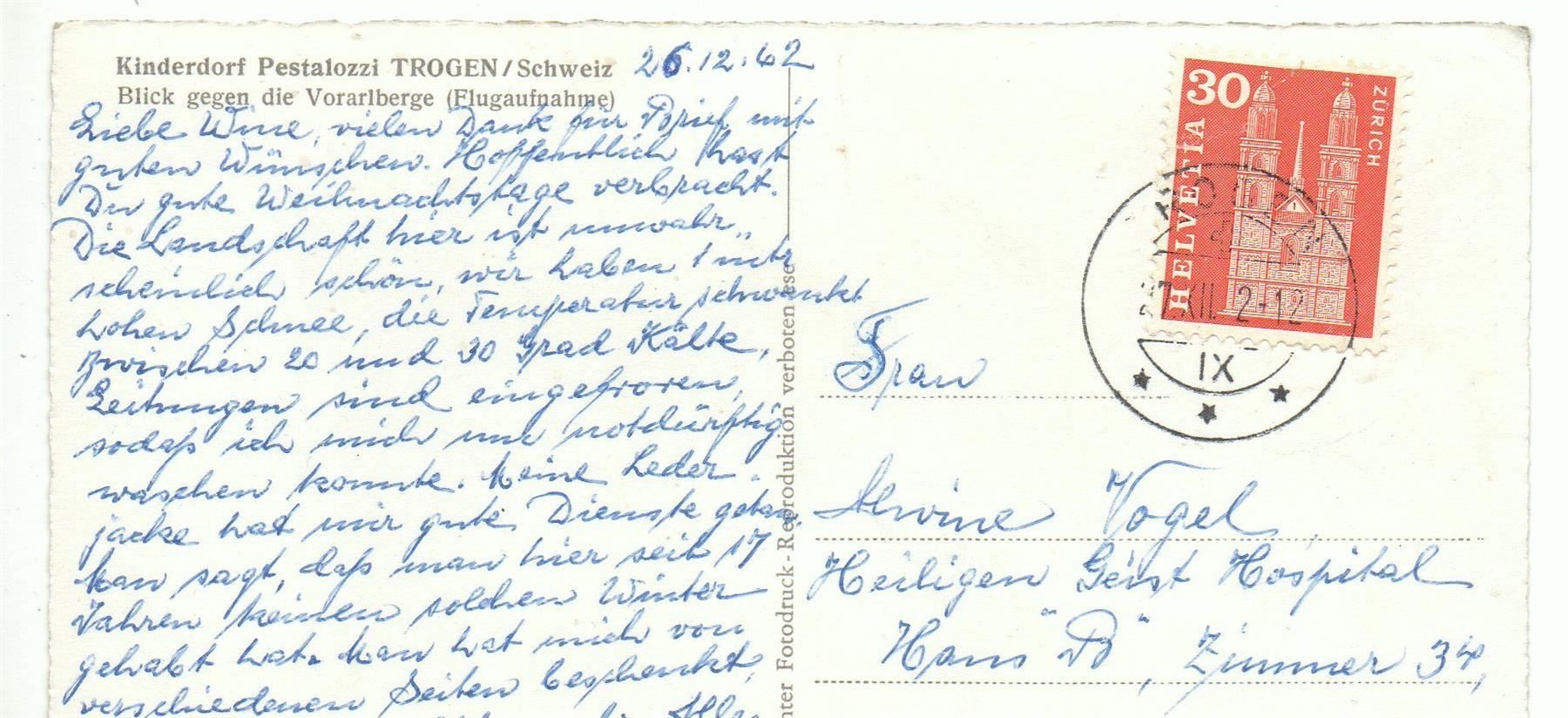 Cartoline postali: TROGEN Flugaufnahme im Winter – Usato da Jona venduto da philajona 1