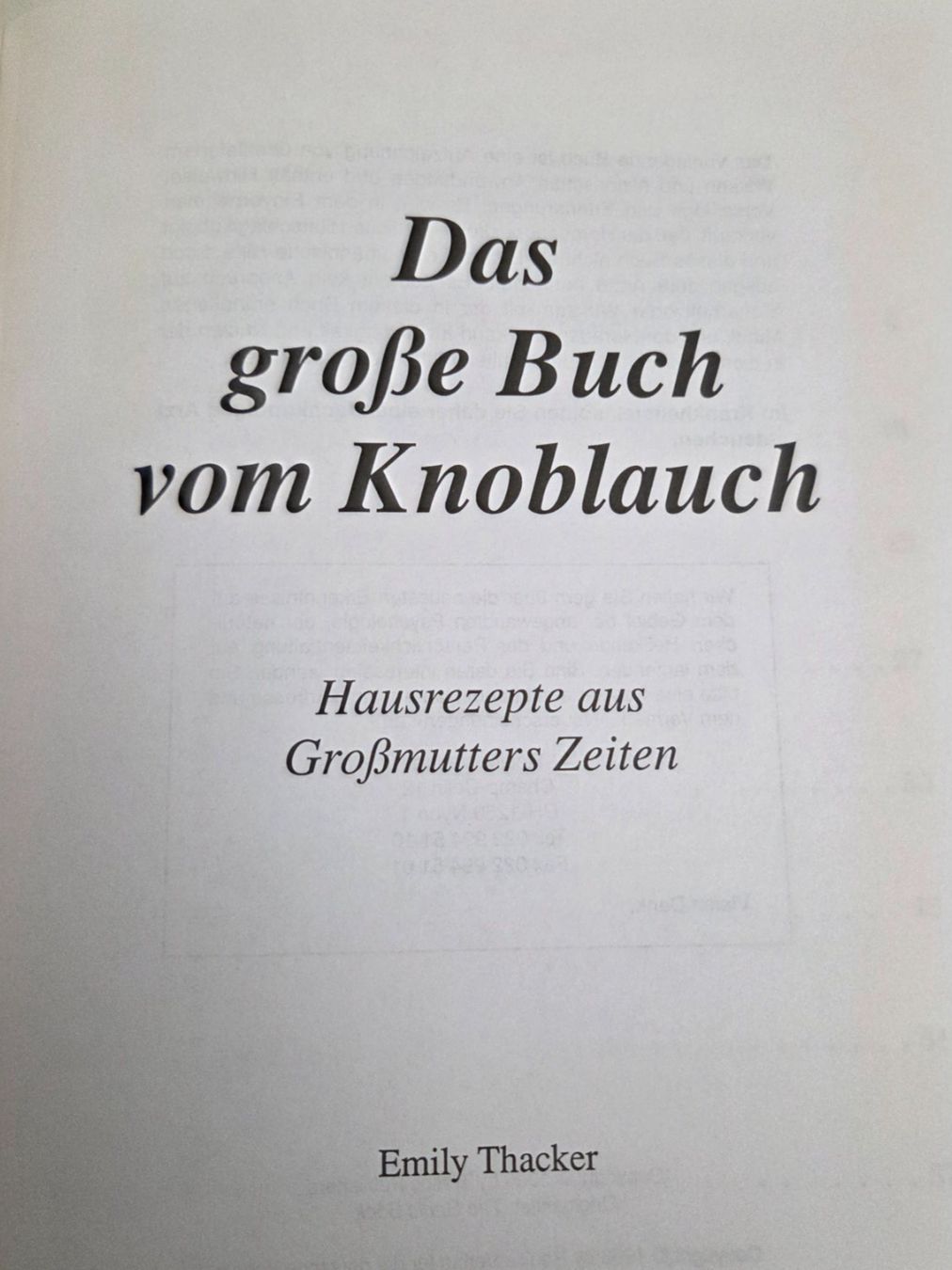 Libri: Das grosse Buch vom Knoblauch, Emily Thacker. – Usato da Flums venduto da Cooker 1