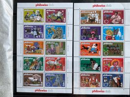 20 vignettes Philswiss en 2 feuillets entiers