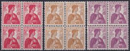 1909, Helvetia Viererblock-Serie 120-122 */**, Kat: 426.-