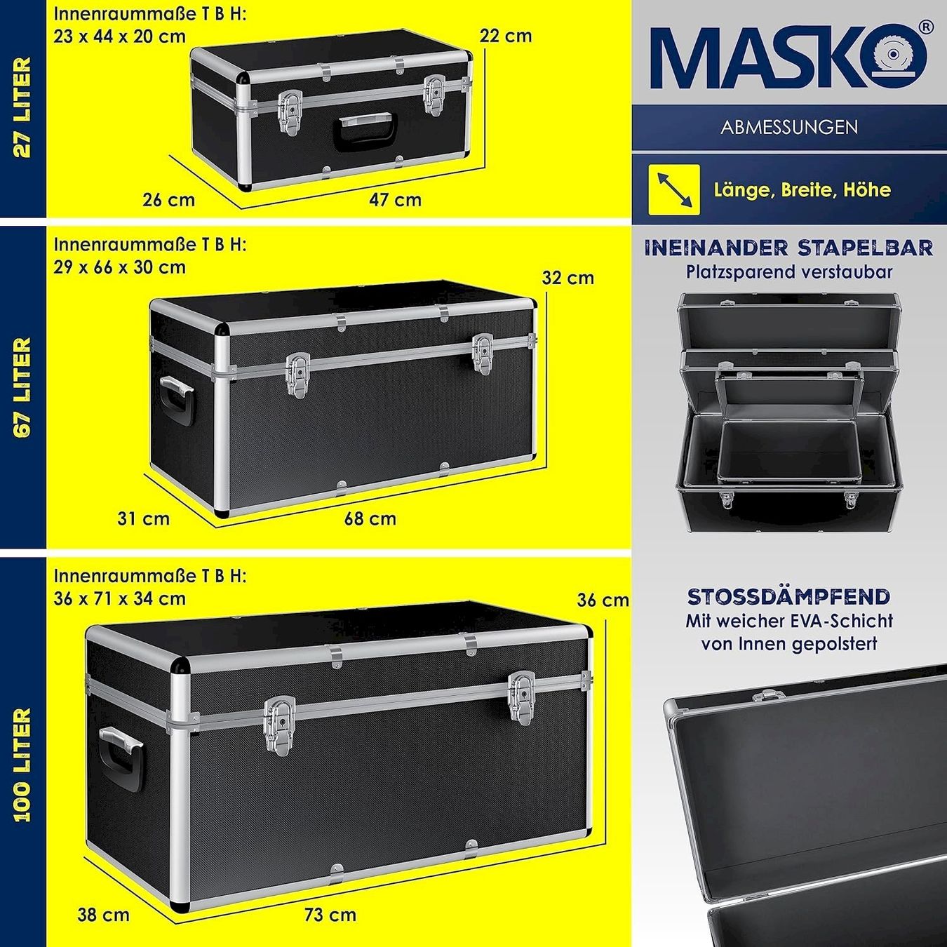 Contenitori & Simili: Masko Alubox 3er SET Schwarz – Nuovo e nell'imballaggio originale da Bottighofen venduto da zaap 5