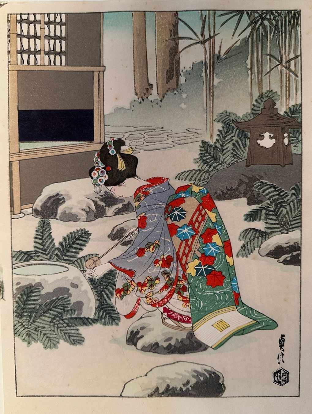 Xilografie: Seltener Japanischer Farbholzschnitt – Usato da Weesen venduto da Sombrero22