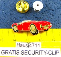 FERRARI OLDTIMER AUTO-SPORT-CAR PIN GLASIERT M.SECURITY-CLIP