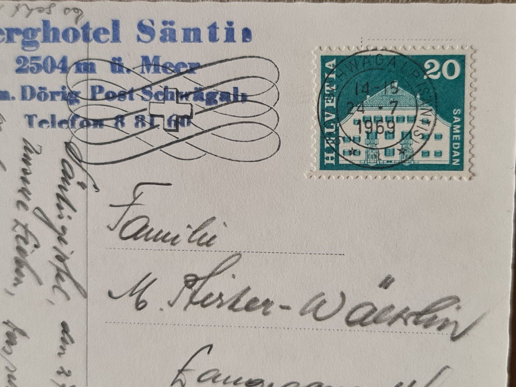 Cartoline postali: Ansichtskarte Berghotel Säntis 1969 – Usato da Dintikon venduto da Vexi 1