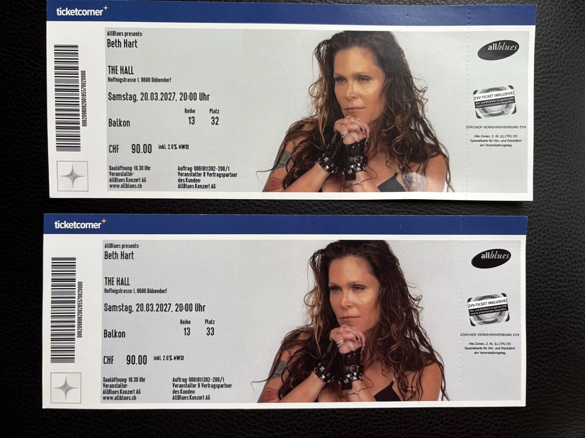 Biglietti: 2 Sitzplätze Balkon Tickets Beth Hart – Nuovo (secondo la descrizione) da Boll venduto da Fluero