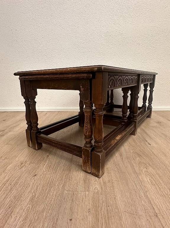 Set di tavolo e panche: Antik Gründerzeit Satztisch Set aus Eiche & Einschubtischen – Usato da Obernau venduto da Arche_Noah_Brocki 3