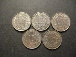 5 x 1.-FR  1920-21-39-44-45  Superbes pièces Superbe qualité