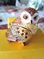 Pillendose EULE  - Emaille/Strass TOP!