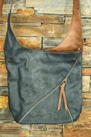 Tasche / Umhängetasche "Reissverschluss" schwarz/braun