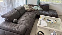 Braunes Eck-Ledersofa in gutem gebrauchten Zustand