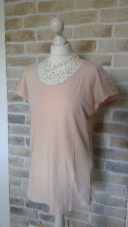T-shirt saumoné BLUE MOTION dentelles, taille 40/42, NEUF