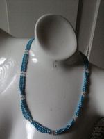 Vintage Halskette, blau, silbrig