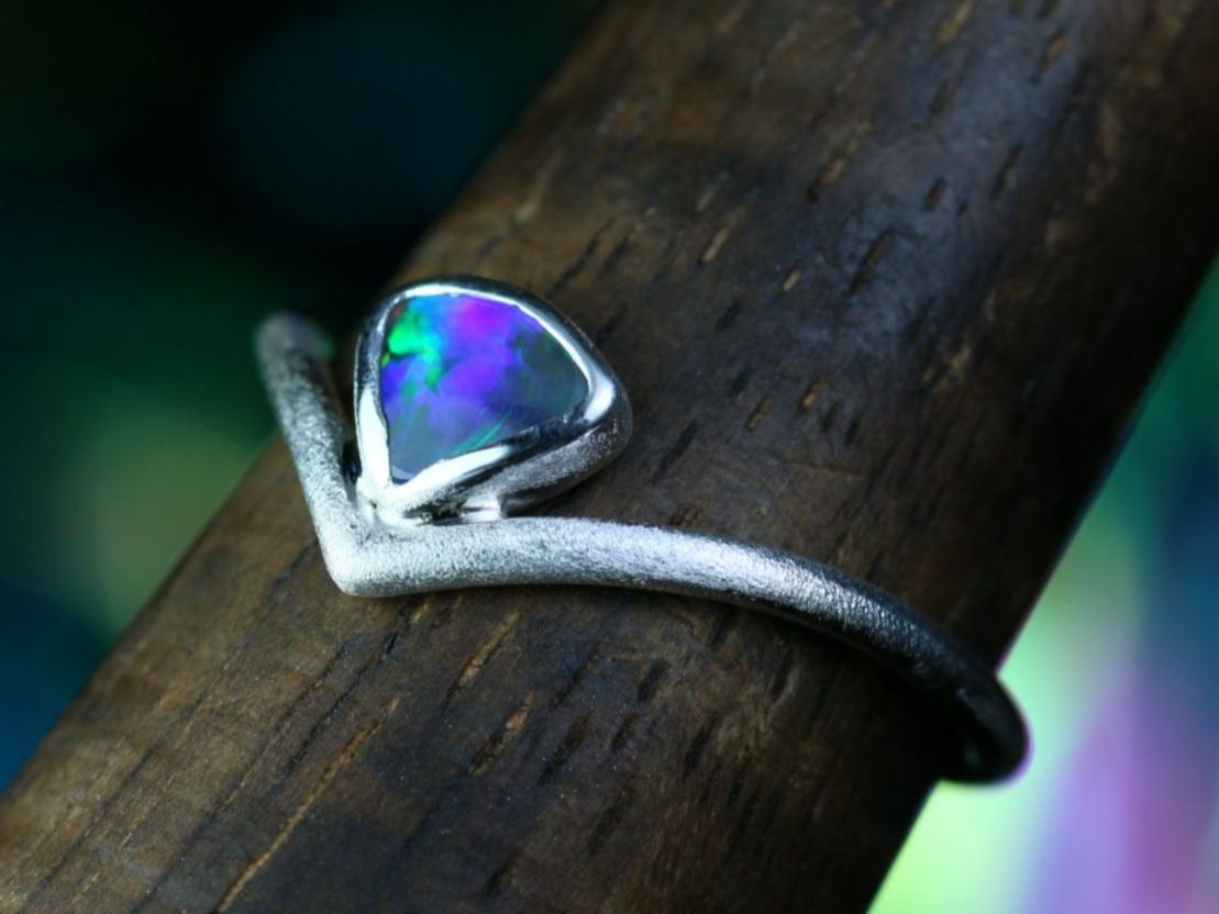 Anelli: AURALIS Wunderschöner Opal Silberring · Grösse EU 55 – Nuovo e nell'imballaggio originale da Bern venduto da OSONO.Design