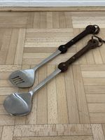 Teakholz Edelstahl Salatbesteck vintage Salatlöffel 1970er