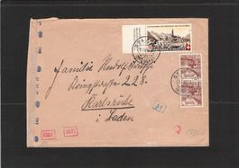 Zensurbrief Staufen AG - Karlsruhe 27.Vll.1943