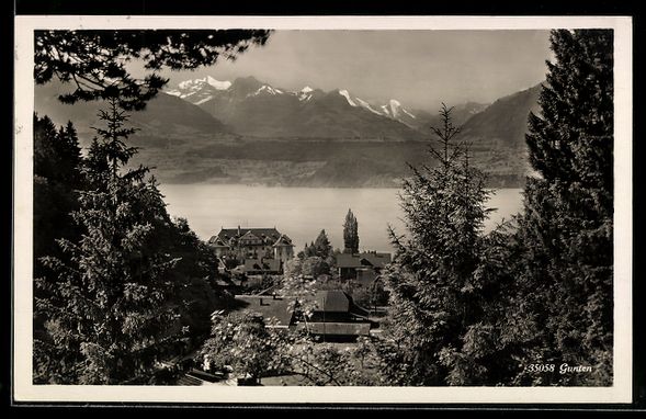 Cartoline postali: AK Gunten, Ortspartie, 1934 – Usato da Berlin venduto da bartko-reher