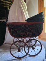 Puppenwagen Metall mit Holzdekor 