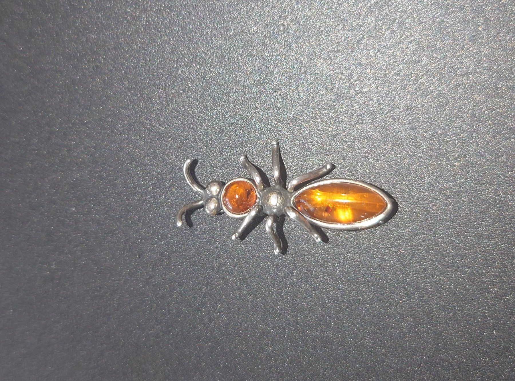 Spille & Fermagli: Antike Brosche "Käfer" aus 925 Sterlingsilber & Bernstein – Usato da Zürich venduto da Rst7
