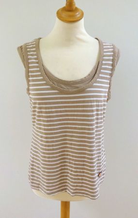 Taifun - Top im Lagenlook - braun / weiss gestreift - Gr. 42