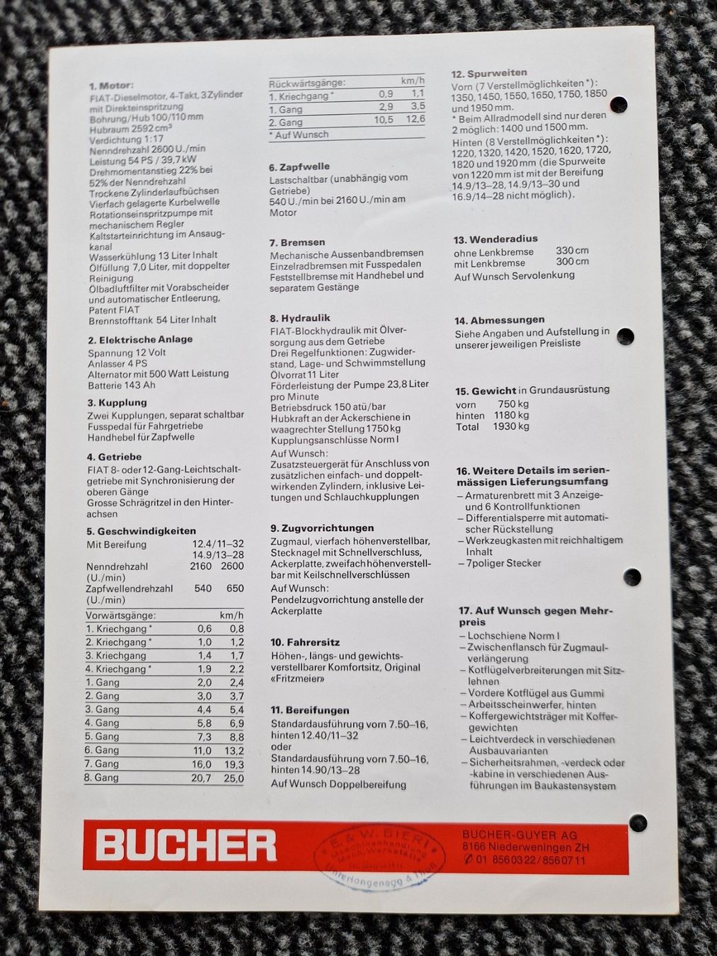 Traktoren: Original Prospekt Traktor Fiat 540 + 540 DT – Gebraucht aus Dürnten von Bachtel84 1