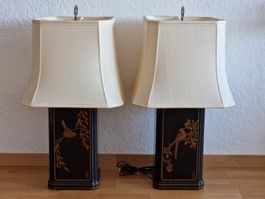 Dekoratives 2er Set asiatische Tischlampen - Vintage / Antik
