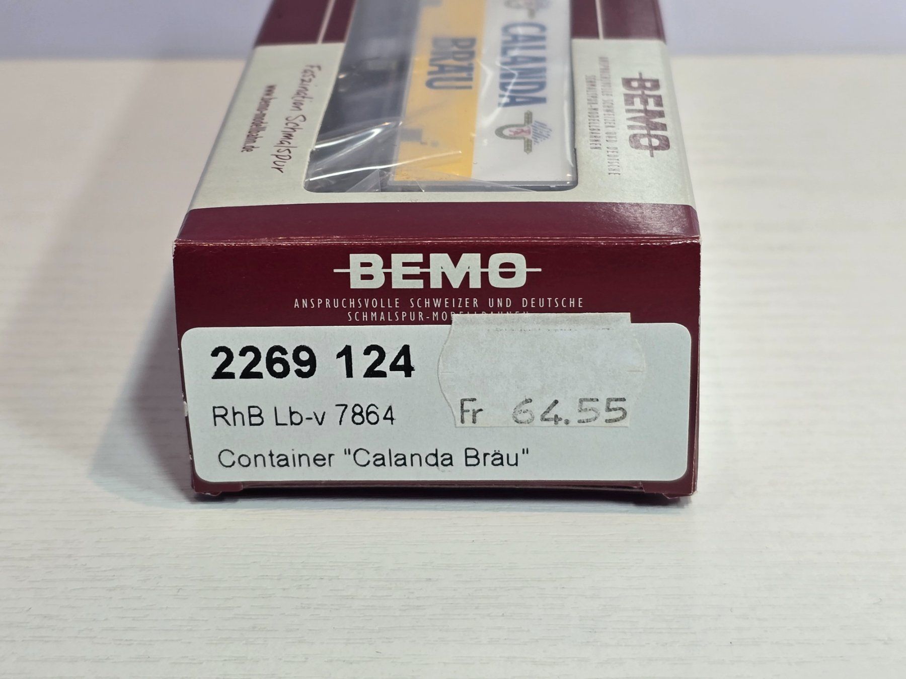 Bemo Modellini di ferrovie: Bemo, 2269124, RhB, Lb-v, Containerwagen, Calanda Bräu, neu – Nuovo e nell'imballaggio originale da Kloten venduto da Nicola2 1