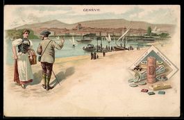 Litho Genève, Mann und Frau am Hafen, C