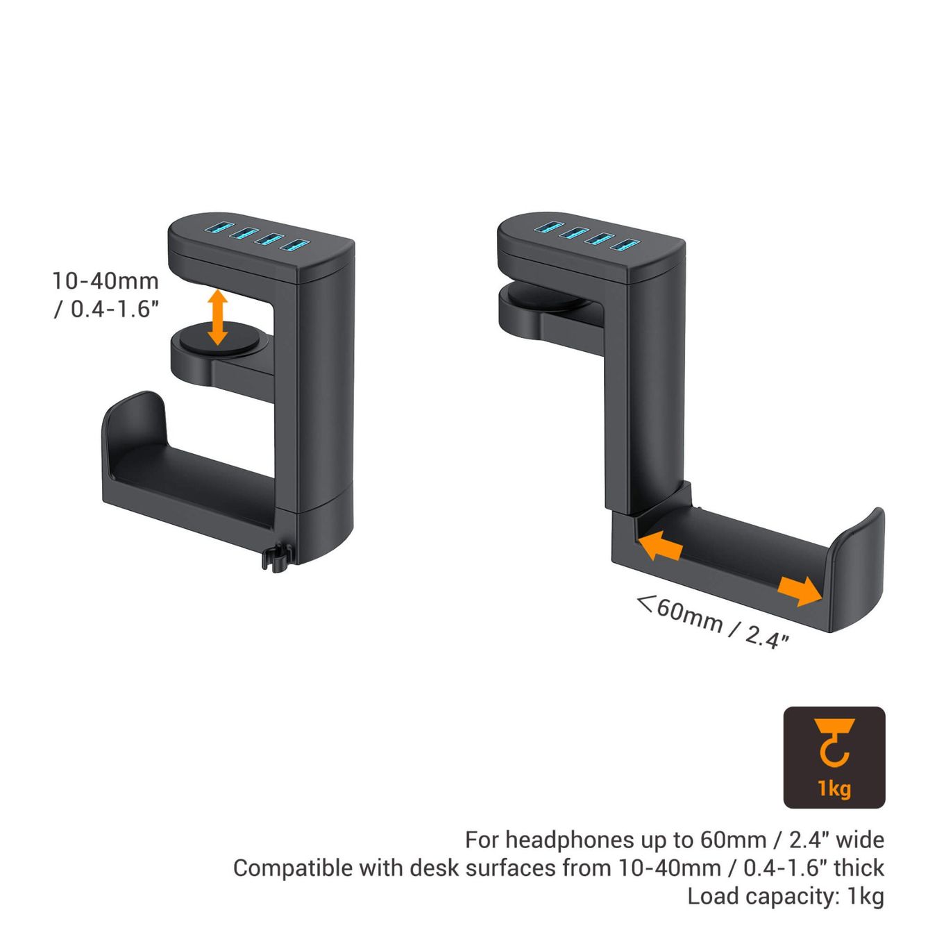 Hub & Switch: USB-Anschlüssen montierter PC-Gaming-Headset-Ständerhalte – Nuovo e nell'imballaggio originale da Unterägeri venduto da RmOnline 5